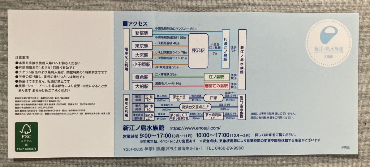 江ノ島水族館 新江ノ島水族館 招待券2枚 ランキング2022