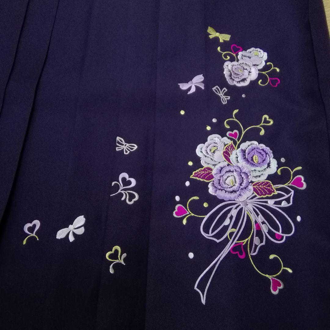 B779 卒業式袴 95cm 花刺繍 紫 未使用品