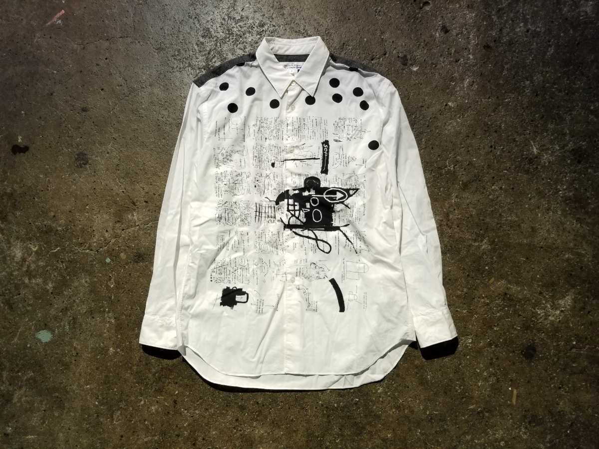 COMME des GARCONS SHIRT 18AW ×JEAN MICHEL BASQUIAT デザインシャツ 2018AW コムデギャルソンシャツ バスキア スケッチ柄 ポルカドット_画像1