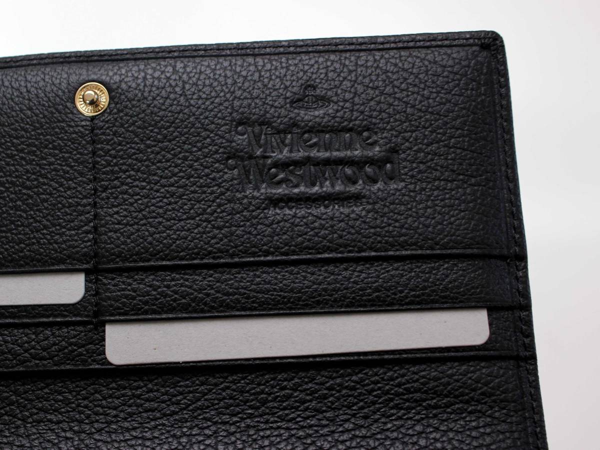 新品●ヴィヴィアン・ウエストウッド 61600円 柔らかなカーフレザーのボディーに大きなＯＲＢを配したインパクトのあるかぶせ長財布。_画像7