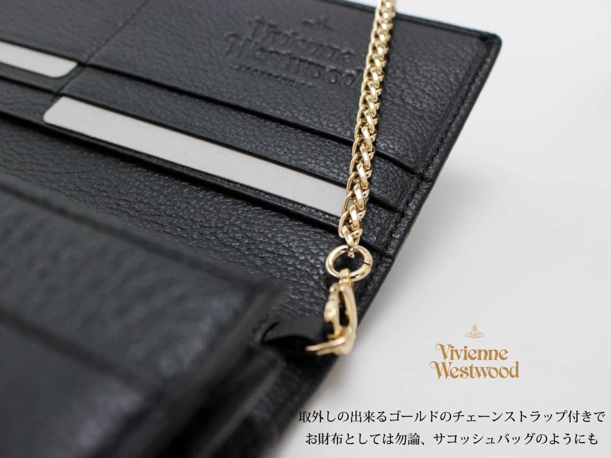 新品●ヴィヴィアン・ウエストウッド 61600円 柔らかなカーフレザーのボディーに大きなＯＲＢを配したインパクトのあるかぶせ長財布。_画像9