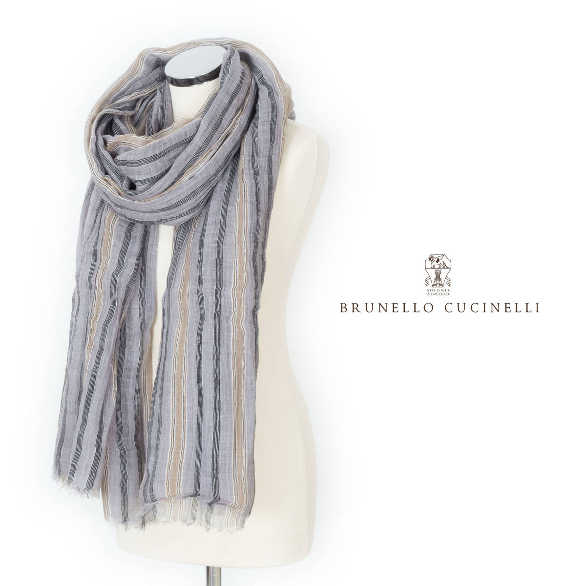 BRUNELLO CUCINELLI 麻 大判ストール 102×214cm-