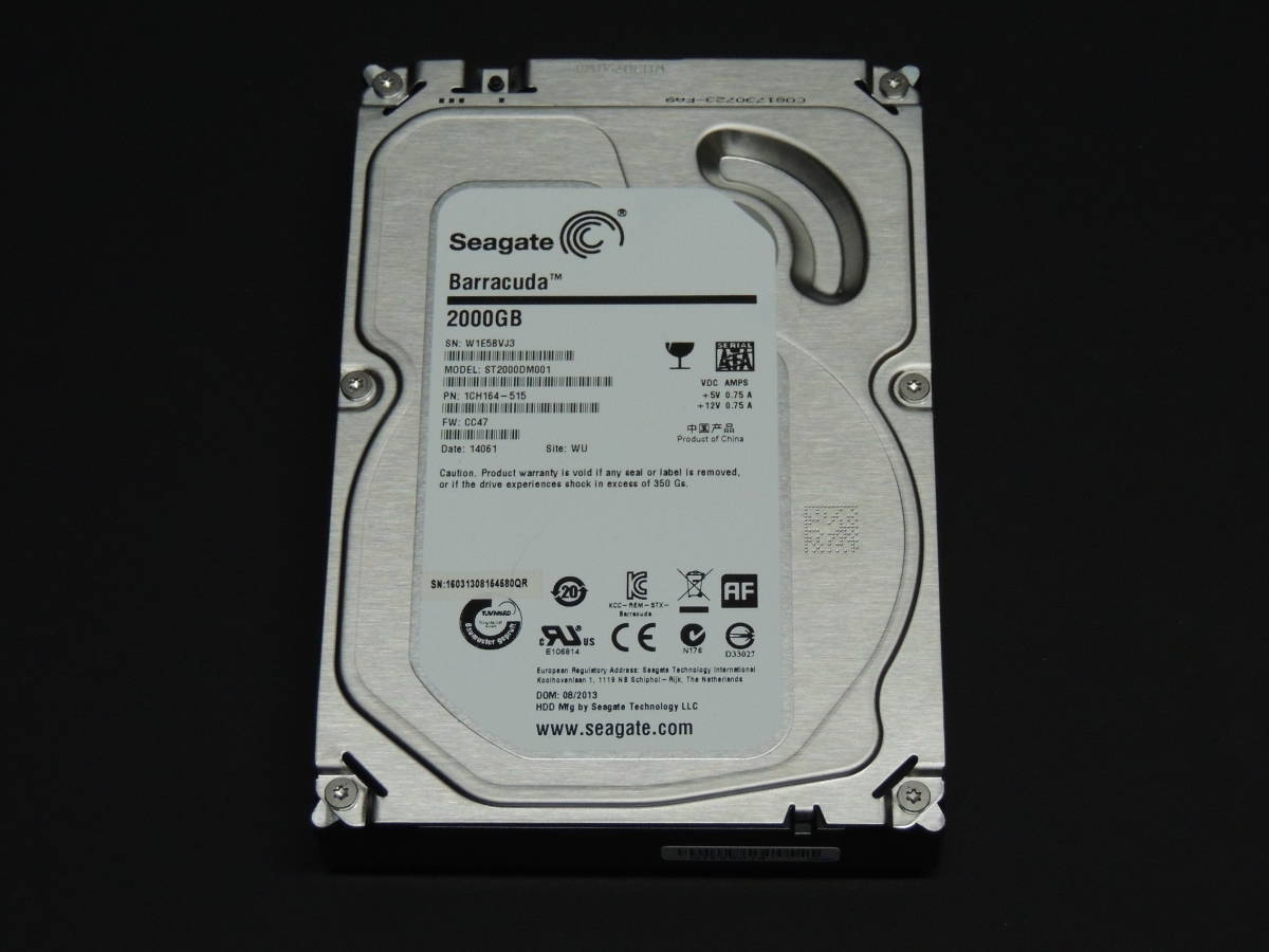 【送料無料/使用562時間】Seagate 2TB HDD 3.5インチ ST2000DM001 管理:i-07_画像1