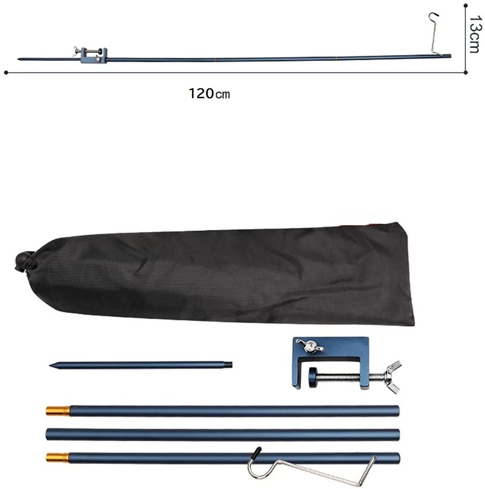 ランタンスタンド 青 120cm ランタンポール クランプ 2way 超軽量 丈夫 アルミ 収納袋付 キャンプ用品