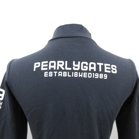 パーリーゲイツ PEARLY GATES Tシャツ カットソー ゴルフウェア 五分袖 プリント ハイネック 0 紺 ネイビー /AAM11 レディース_画像6