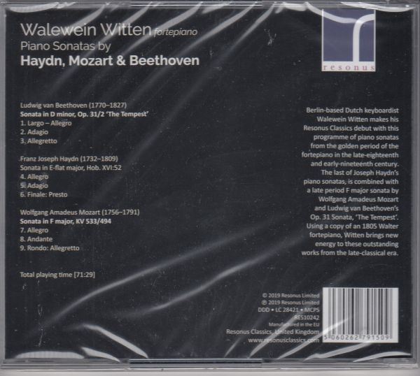 [CD/Resonus]ベートーヴェン:ピアノ・ソナタ第17番ニ短調Op.31-2&モーツァルト:ピアノ・ソナタ第15番ヘ長調K.533/494他/W.ヴィテン(fp)_画像2