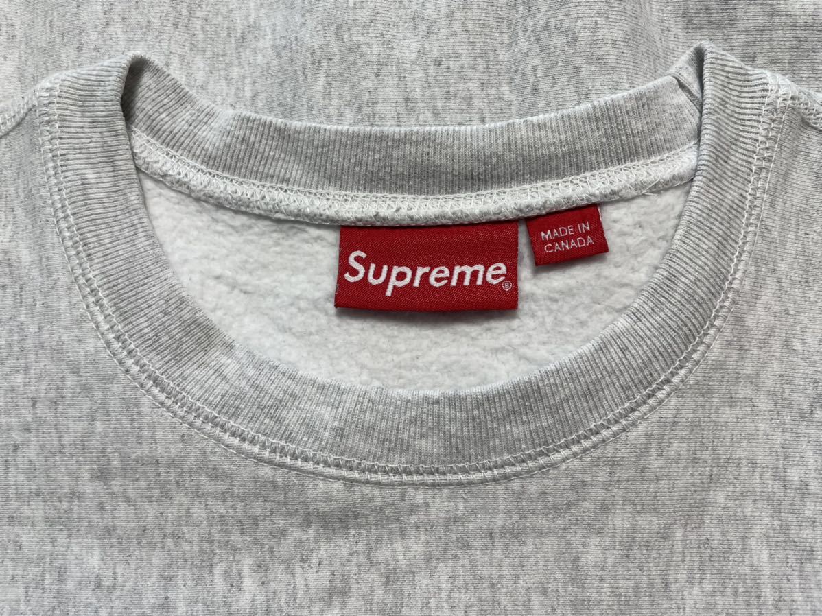 L Supreme Box Logo Crewneck Sweatshirt Large Ash Grey 18FW