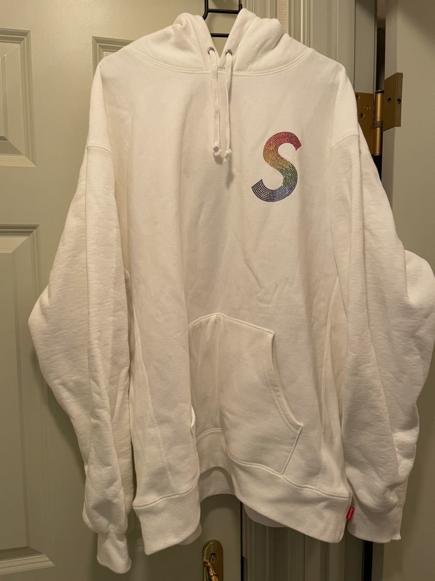XL Supreme Swarovski S Logo Hooded Sweatshirt White XLarge