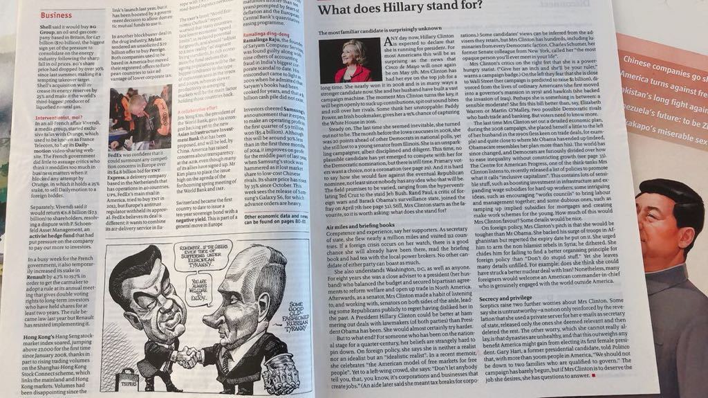2015-16's イギリス誌 The Economist 『What does Hillary stand for?』３冊_画像3