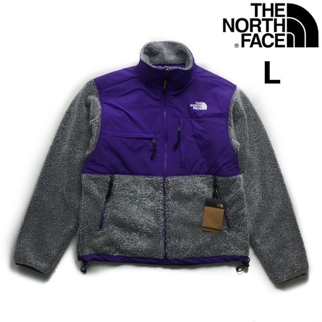 1円～!売切!【正規新品】THE NORTH FACE Seasonal Retro Denali Jacket フリース USモデル デナリ 厚手 もこもこ(L)グレー 紫 181024-110_画像1