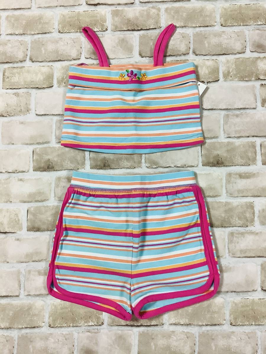 U_Baby-815[ unused ] brand unknown / camisole & short pants set /80cm/ border pattern / imported car / colorful / cotton 100%/ child clothes / free shipping 