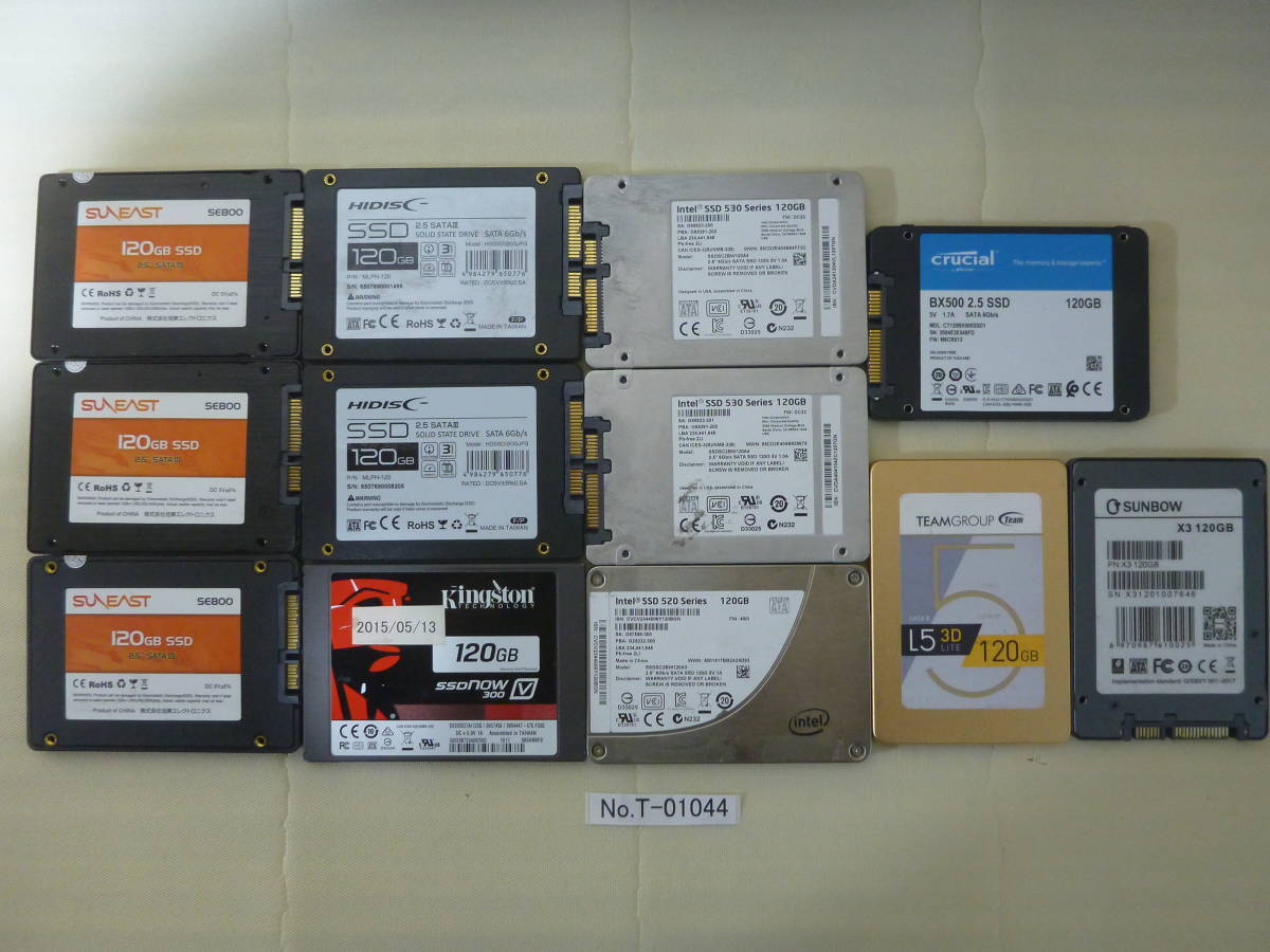 管理番号　T-01044 /SSD/12個セット/2.5インチ/120GB/データ消去済み / ゆうパック発送 / 60サイズ / ジャンク扱い