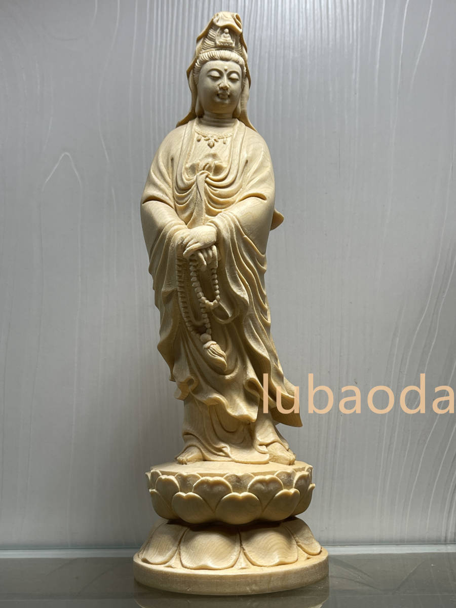 仏師で仕上げ品 持珠観音 仏像 木彫 仏教美術 観音菩薩 彫刻工芸品
