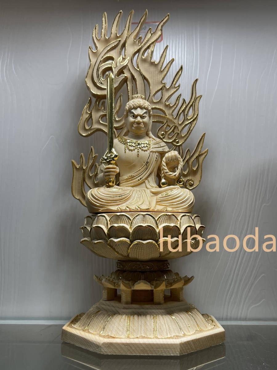 木彫仏像 切金 不動明王 精密彫刻 鎮宅辟邪 彫刻工芸品 仏教美術 _画像1