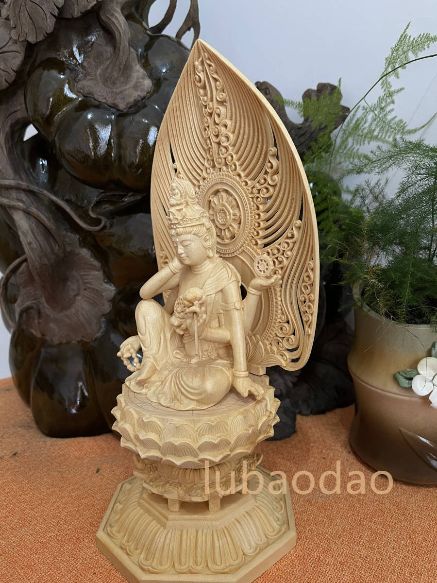 如意輪観音 如意輪観音像 観音菩薩 総檜材 仏教工芸品 木彫仏教 精密彫刻 極上品 仏師で仕上げ品 1