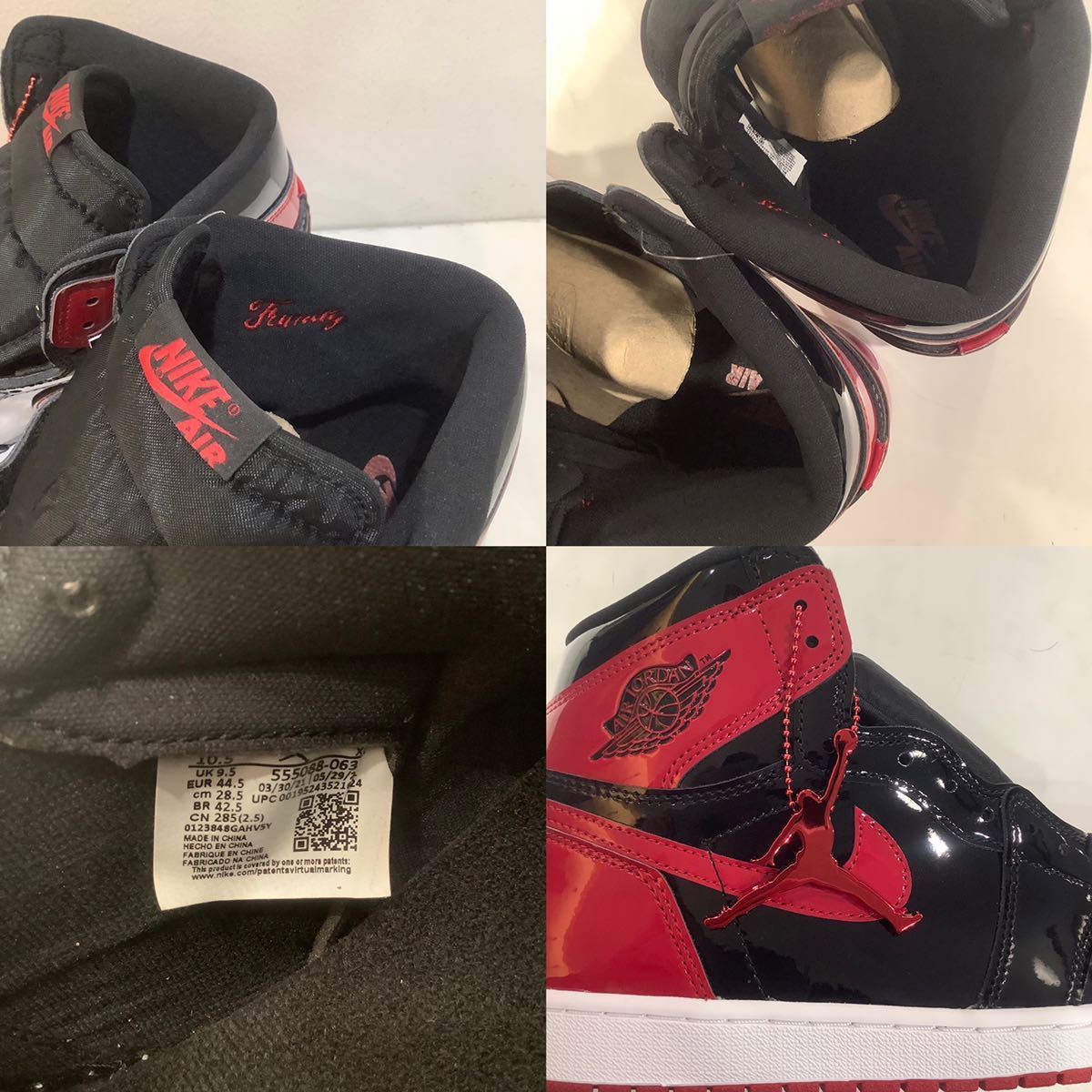 NIKE ナイキ 555088-063 AIR JORDAN 1 HIGH OG エアジョーダンワン ハイ オージー Patent Bred スニーカー レッド×ブラック 28.5cm 541411_画像8