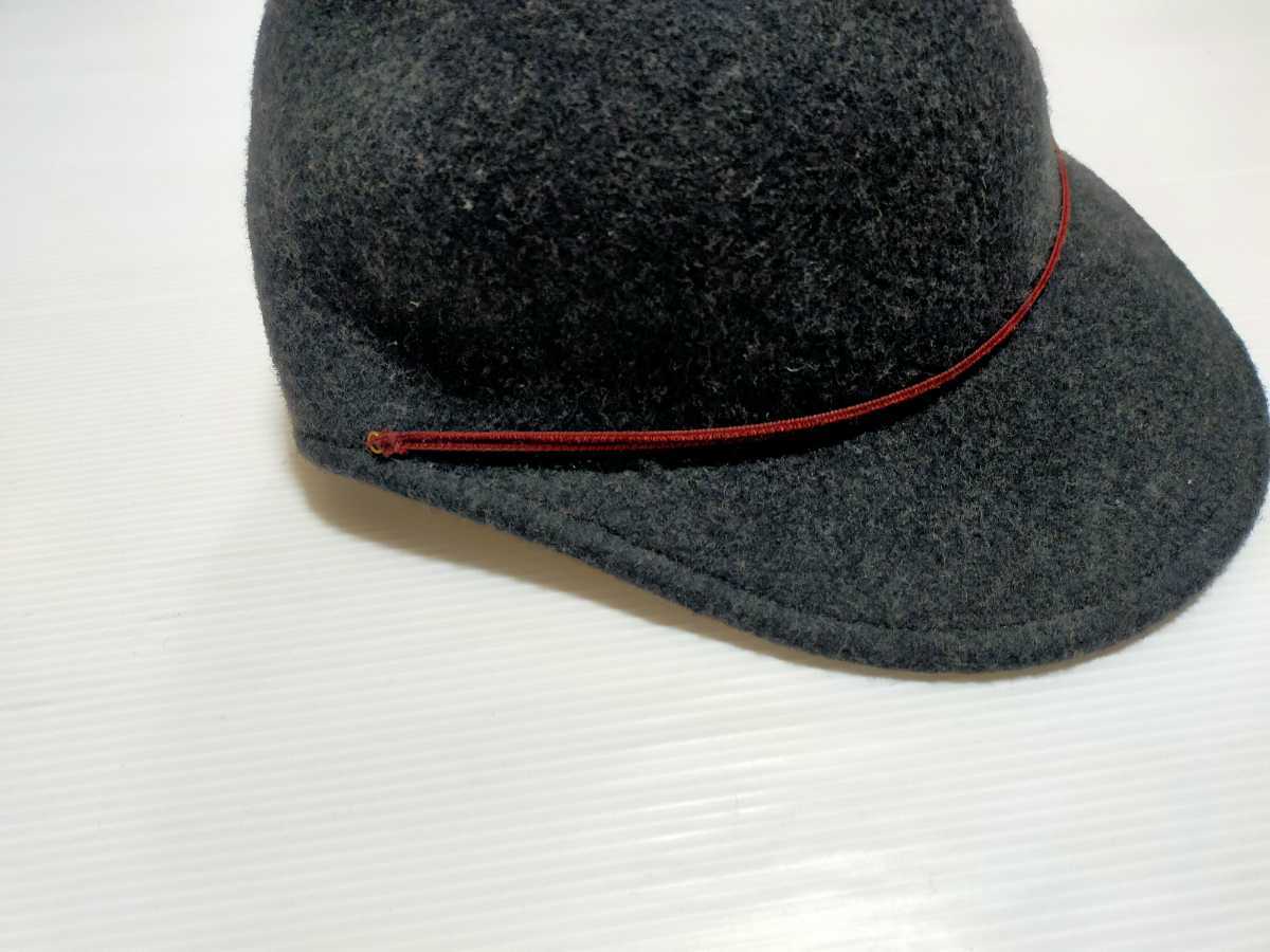 ウールキャップ　シゲマツ　cap 帽子　メルトン　wool　上品　温かい　あたたかい　かわいい　可愛い　エンブレム　高級感　キャスケット_画像3