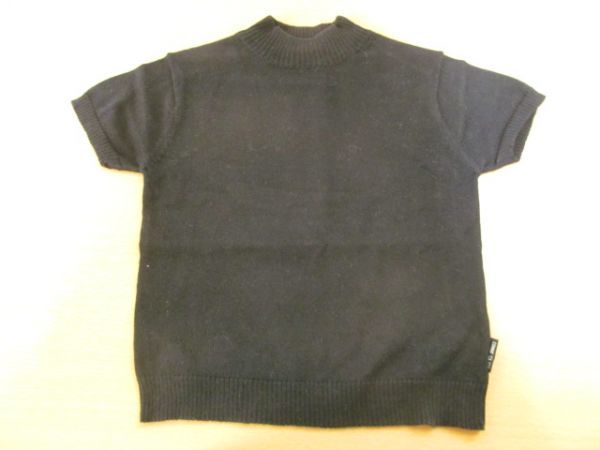 (46917)コムサイズム　ベビー　コットン　ハイネック　半袖　ニット　セーター　ブラック　90　USED_写真参照下さい。