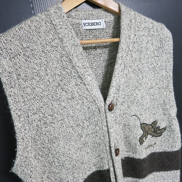 #wnc Iceberg ICEBERG the best gilet gray series knitted PLUTO... button Italy made men's [717520]