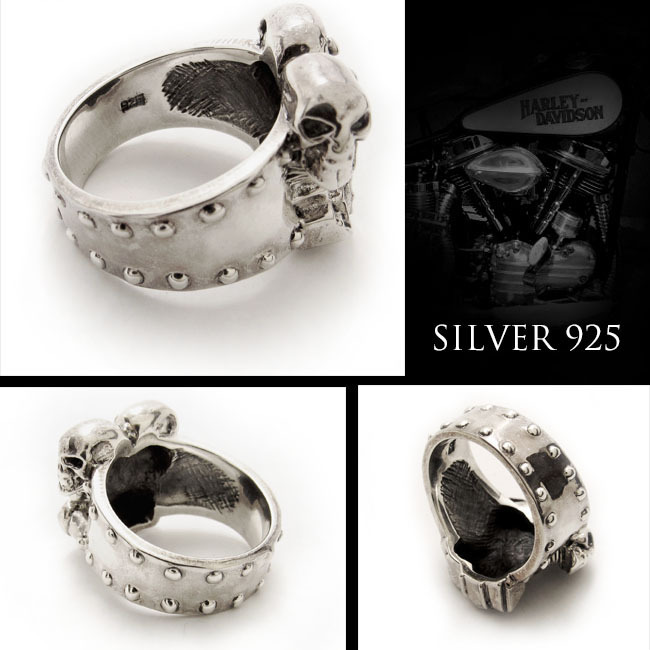  free shipping 21 number Harley engine motif ring Skull head silver ring Harley Davidson V type engine ring Biker 