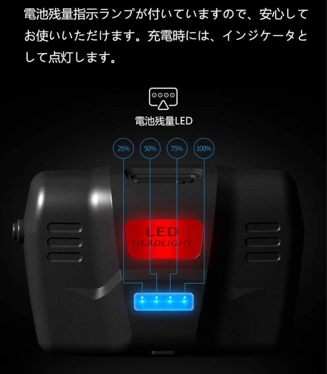 ヘッドライト LED ヘッドランプusb充電式 高輝度CREE T6 人感センサー電池残量指示ランプ 防水仕様 角度調節可能