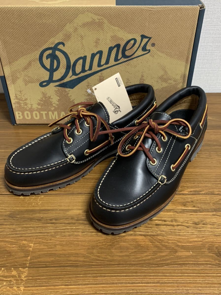 未使用 [DANNER] 定価26,400 RUGGED 3-EYE INK デッキシューズ レザーブーツ 25 US7 ネイビー ビブラムソール ダナー