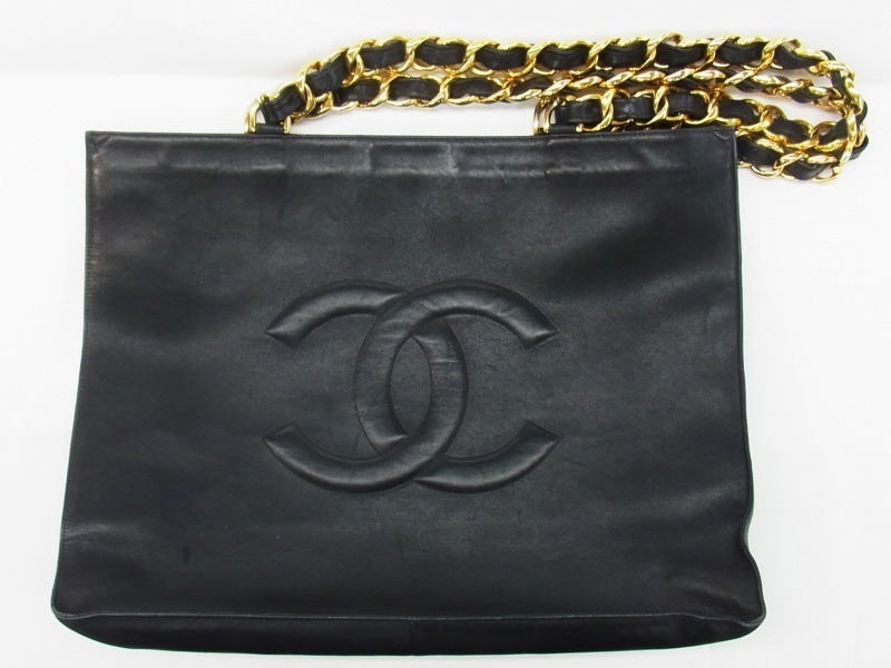 ■ シャネル/CHANEL ■ チェーン バッグ トート カーフ ブラック/ゴールド ■ USED_画像1