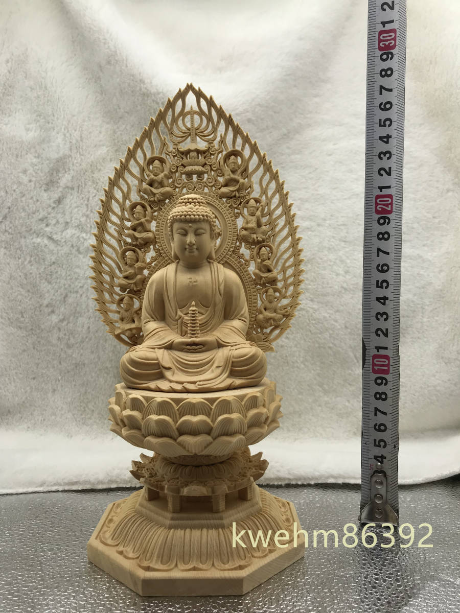 木彫仏像 薬師如来 座像 仏師彫り 細工精彫 供養品 開運風水-