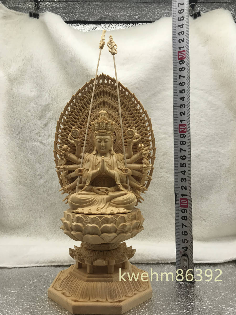 最高級 千手觀音菩薩座像 供養仏 災難除去 仏教工芸品 商売繁盛 木彫