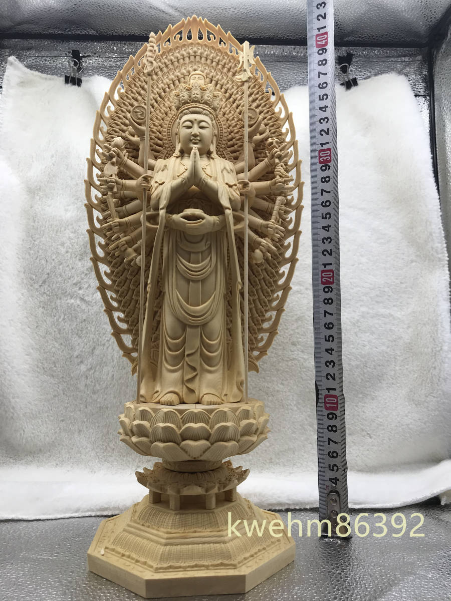 黄楊木彫精品実木家風水彫刻工芸品送子観音菩薩 - 彫刻