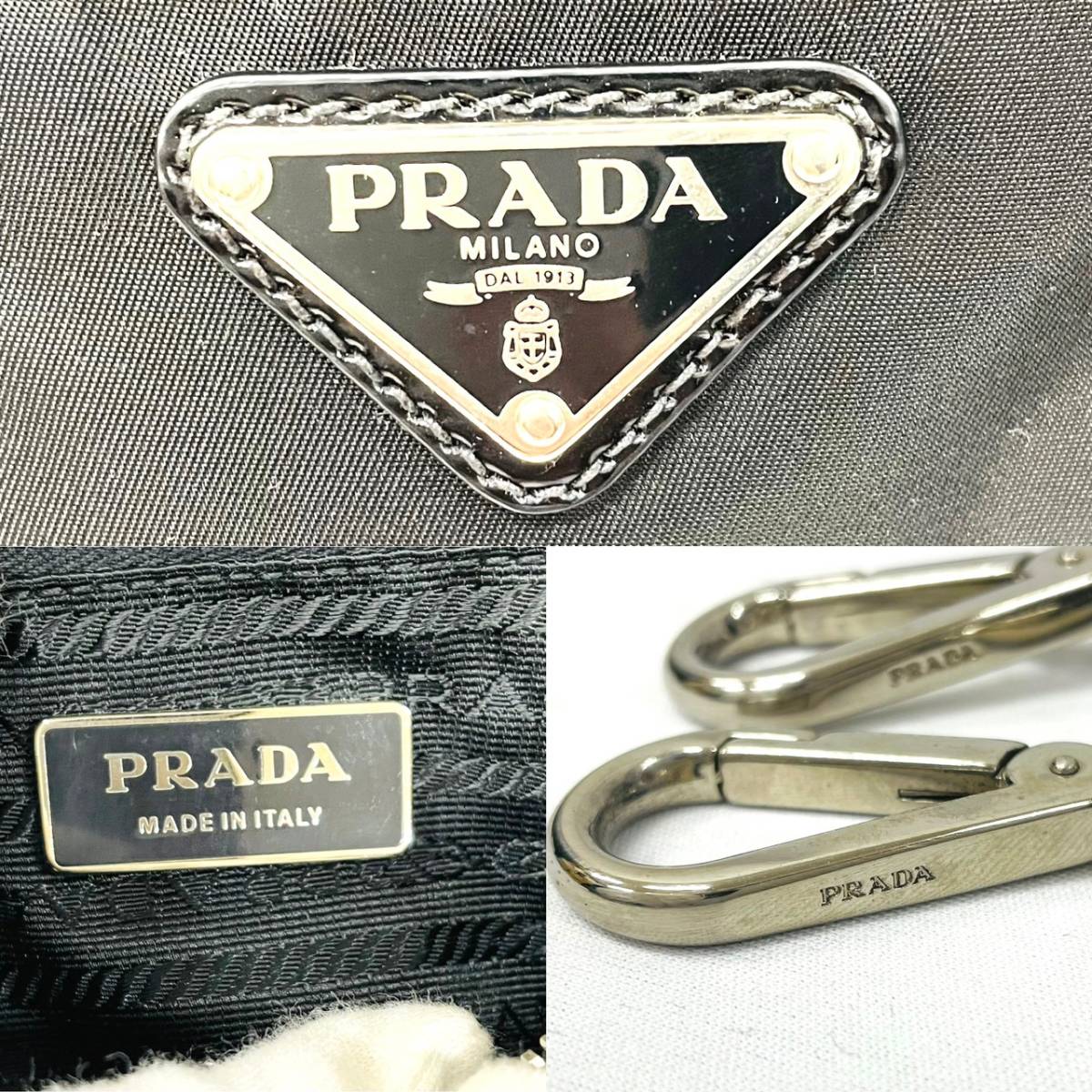 12736*8　美品　PRADA　プラダ　BN1066　NERO　2WAY　レザー　ナイロン　ショルダー付　ハンドバッグ　ショルダーバッグ　トートバッグ　_画像8