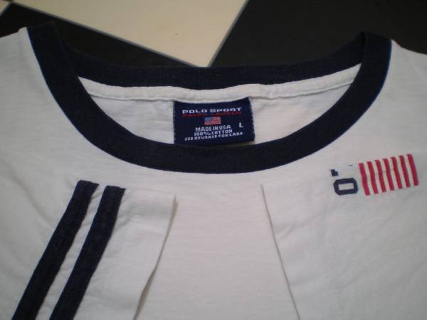 90s POLO SPORT Tシャツ L 90年代 USA製 ポロスポーツ Ralph Lauren ラルフローレン 星条旗 トップス OLD VINTAGE 古着_画像2