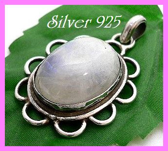 silver 925 silver. natural stone moonstone pendant typeF/6 month. birthstone 