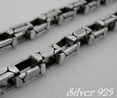 シルバー925純銀レクタングル アンカー ネックレス チェーン50cm
