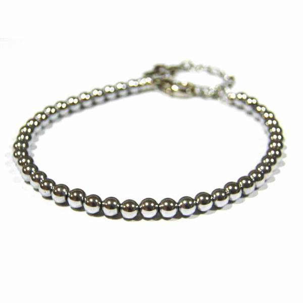 [Vita-Italy]Made in ITALY* cool white * ball chain * Stone bracele * silver :102