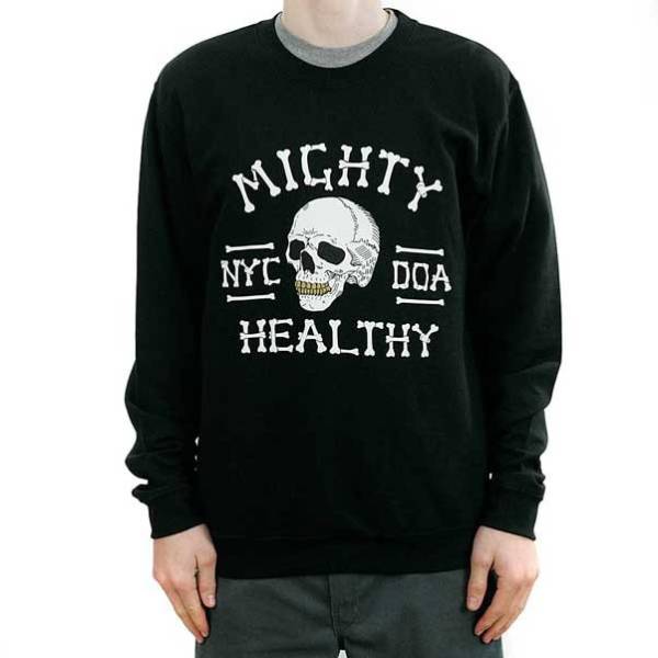 USA正規品 【S】 NY発 Mighty Healthy マイティーヘルシー DOA クルーネック スウェット トレーナー 黒 スカル Skull ドクロ_画像1