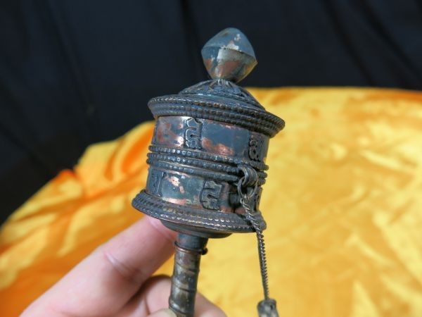 B　マニ車１　金工　中国　チベット　仏教　寺院　お経_画像6