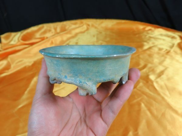 インポート・海外人気ブランド B ペルシャ青釉脚付き容器 12世紀 遺跡発掘品 (2025年最新 イスラム陶器