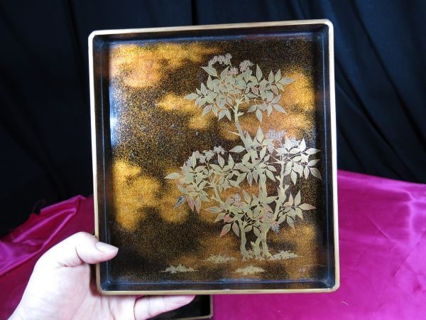 激安直営店 うるし 漆工 江戸時代 松浜蒔絵硯箱 書道具 硯箱、文箱 - 筆記用具 硯箱、文箱