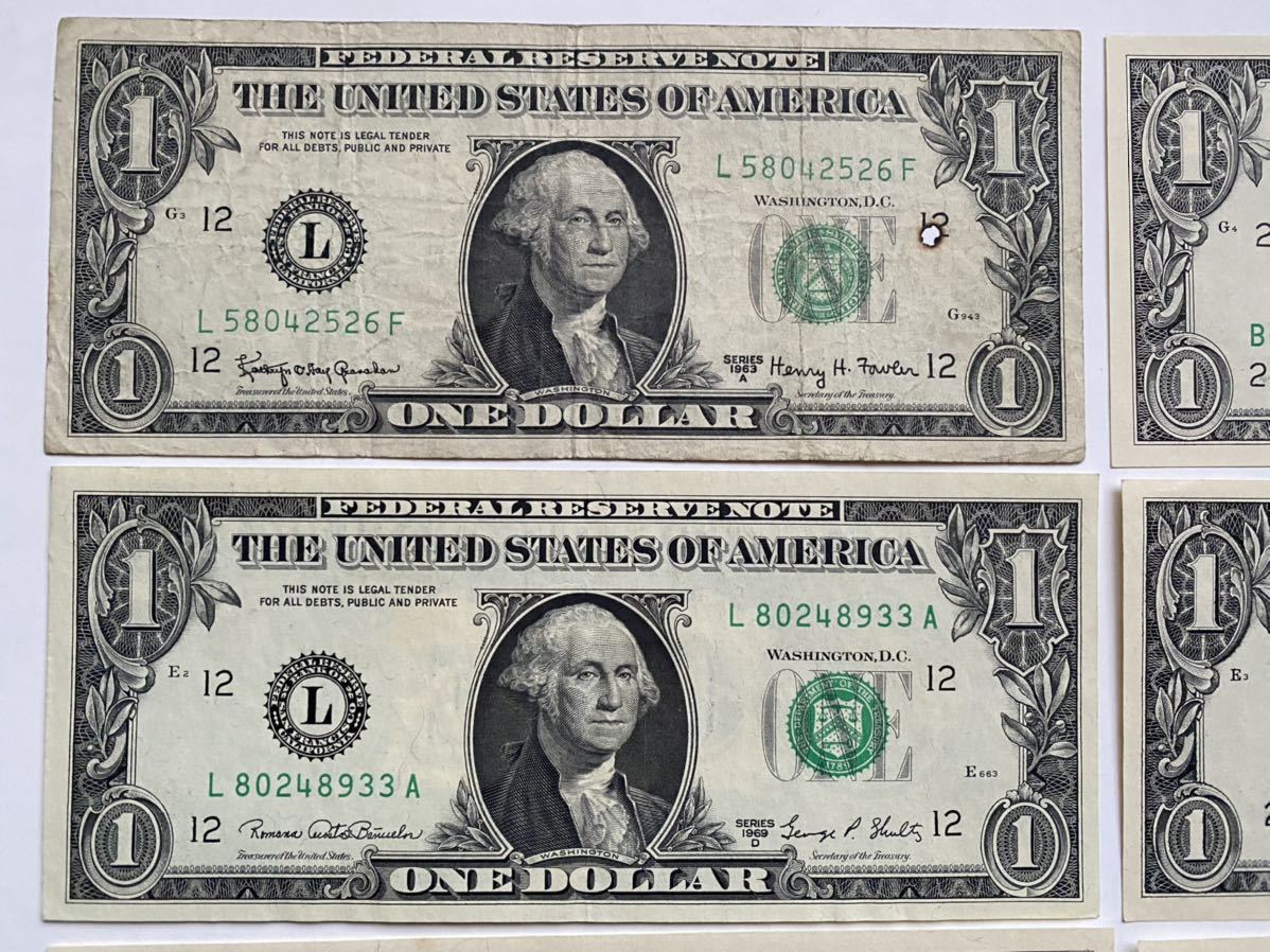 米ドル ＄1札 シリーズ違い 8枚セット 1963 2006年版 古い入手困難な1 