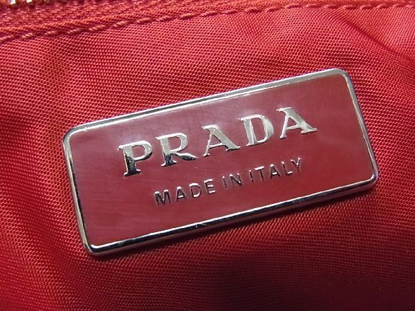 1円 PRADA プラダ キャンバス×パテントレザー トート ハンドバッグ 手提げ 手持ちかばん レディース ベージュ系×レッド系 V6332Jオ_画像7