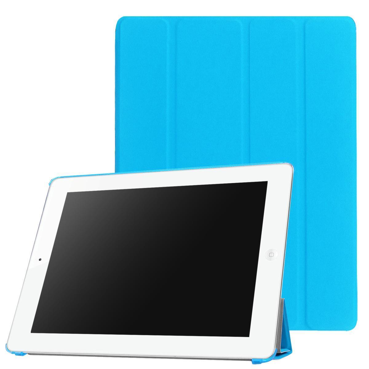 【送料無料】iPad 2/3/4 用 PUレザーケース スマートカバー 超薄 軽量型 スタンド機能 高品質PUレザーケース シーブルー_画像1