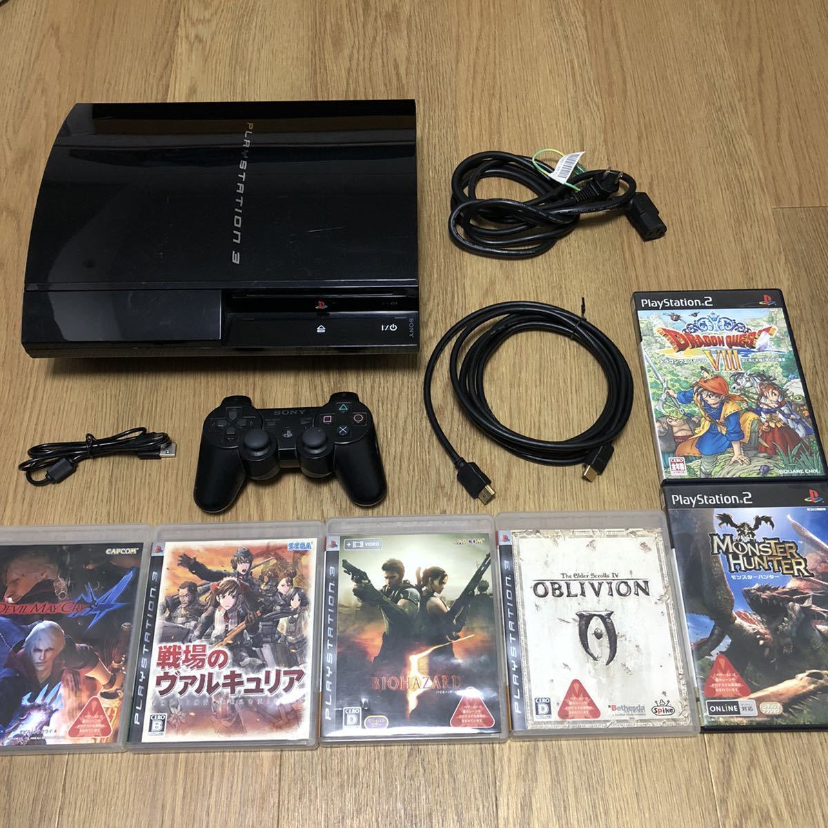 プレイステーション3／動作品 PS1/2/3ソフト／遊べるセット PS3初期型＋コントローラ1個＋HDMIケーブル CECHB00 PS3本体／動作確認済み