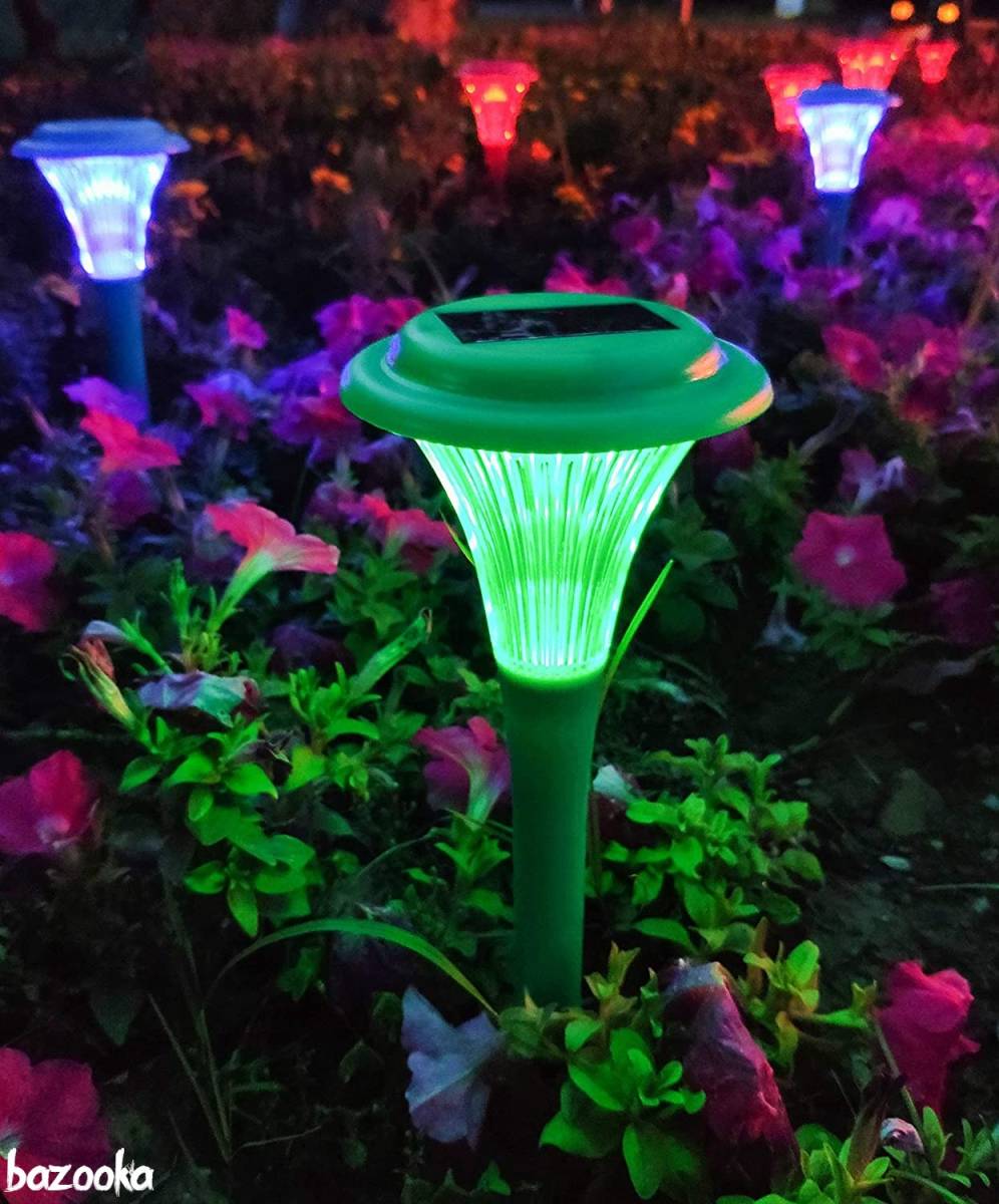 送料込 ソーラーライト グリーンled３個 緑 カラフル ガーデン ライトアップ 庭 花壇 かわいい 点灯
