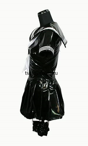  high quality new work enamel .. sama sailor black short sleeves lustre enamel costume play clothes manner shoes . wig optional 