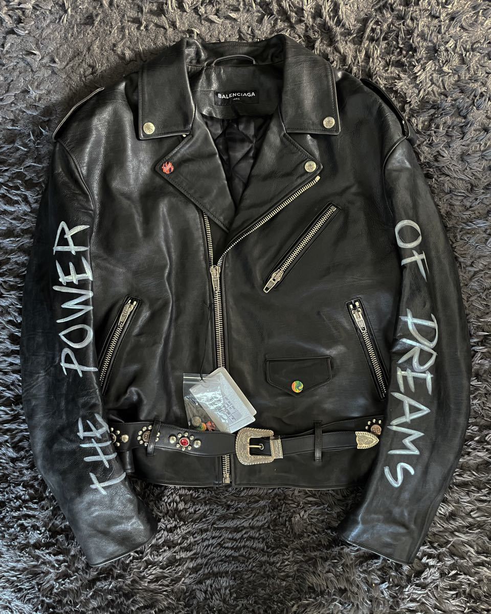 登坂 川村着 BALENCIAGA バレンシアガ swing レザーライダース