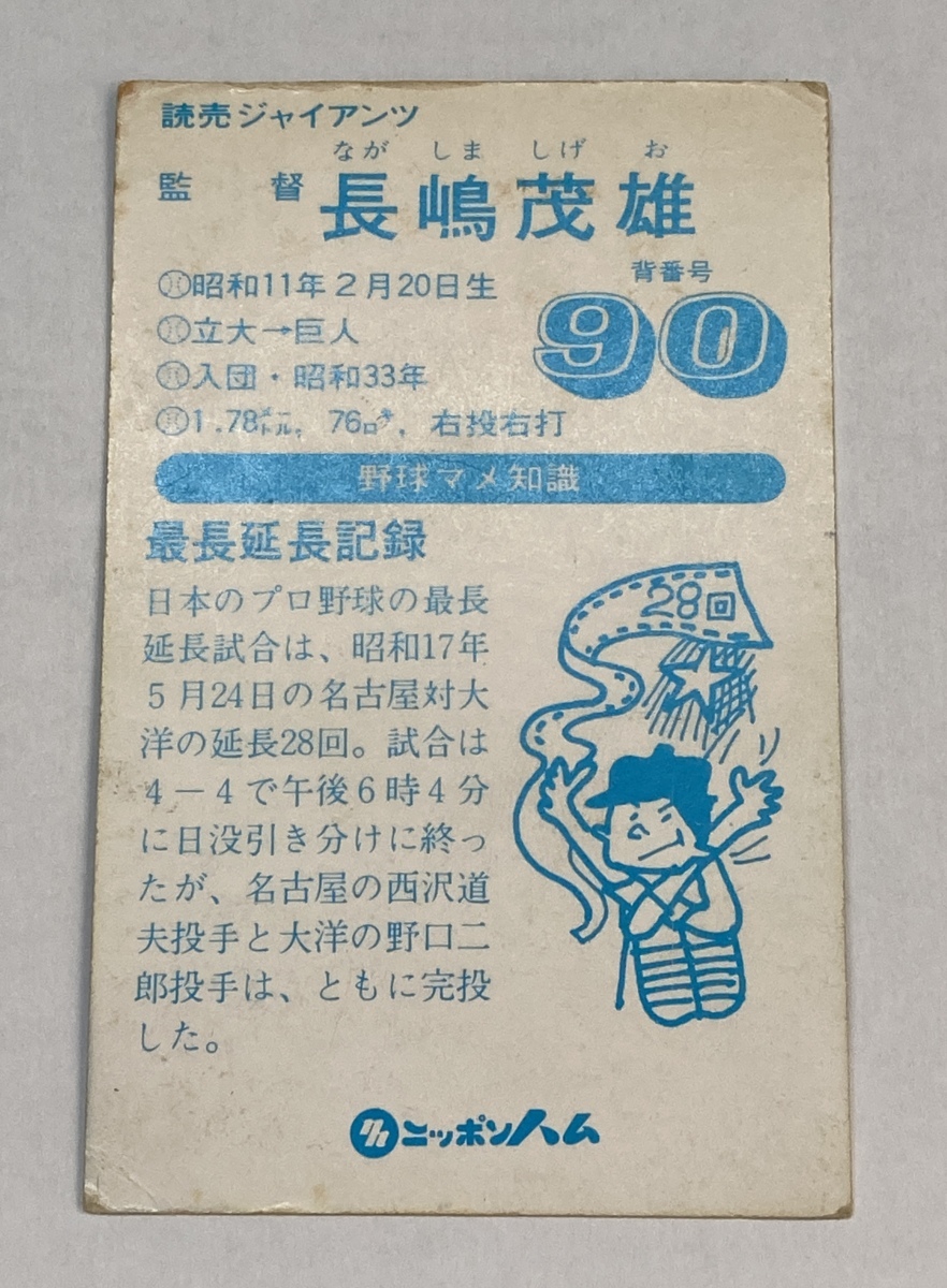 T96694T ニッポンハム ソーセージカード 長島茂雄 プロ野球カード 巨人_画像6
