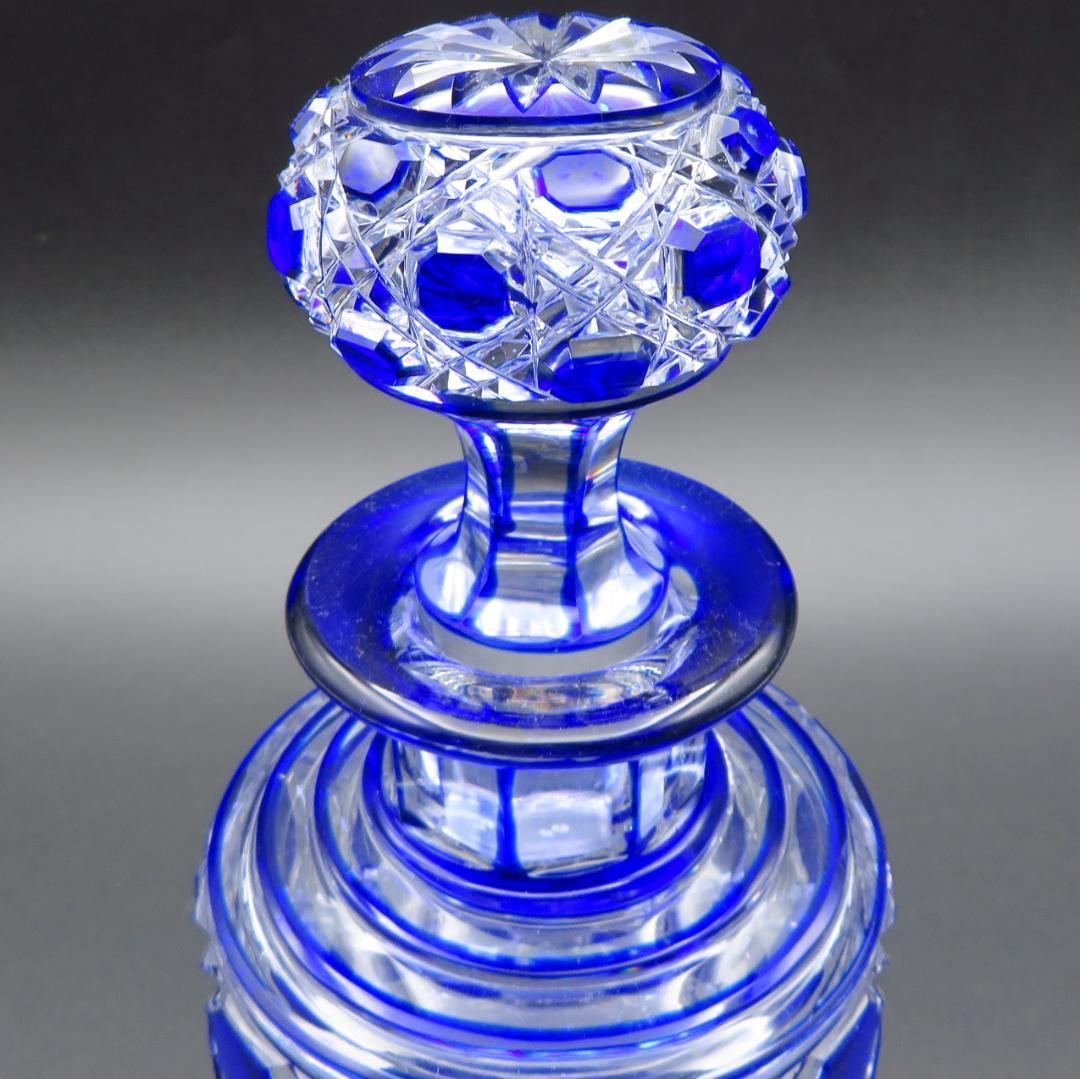高質 大型 アンティーク デキャンタ デカンタ DIAMANT BACCARAT ブルー ...