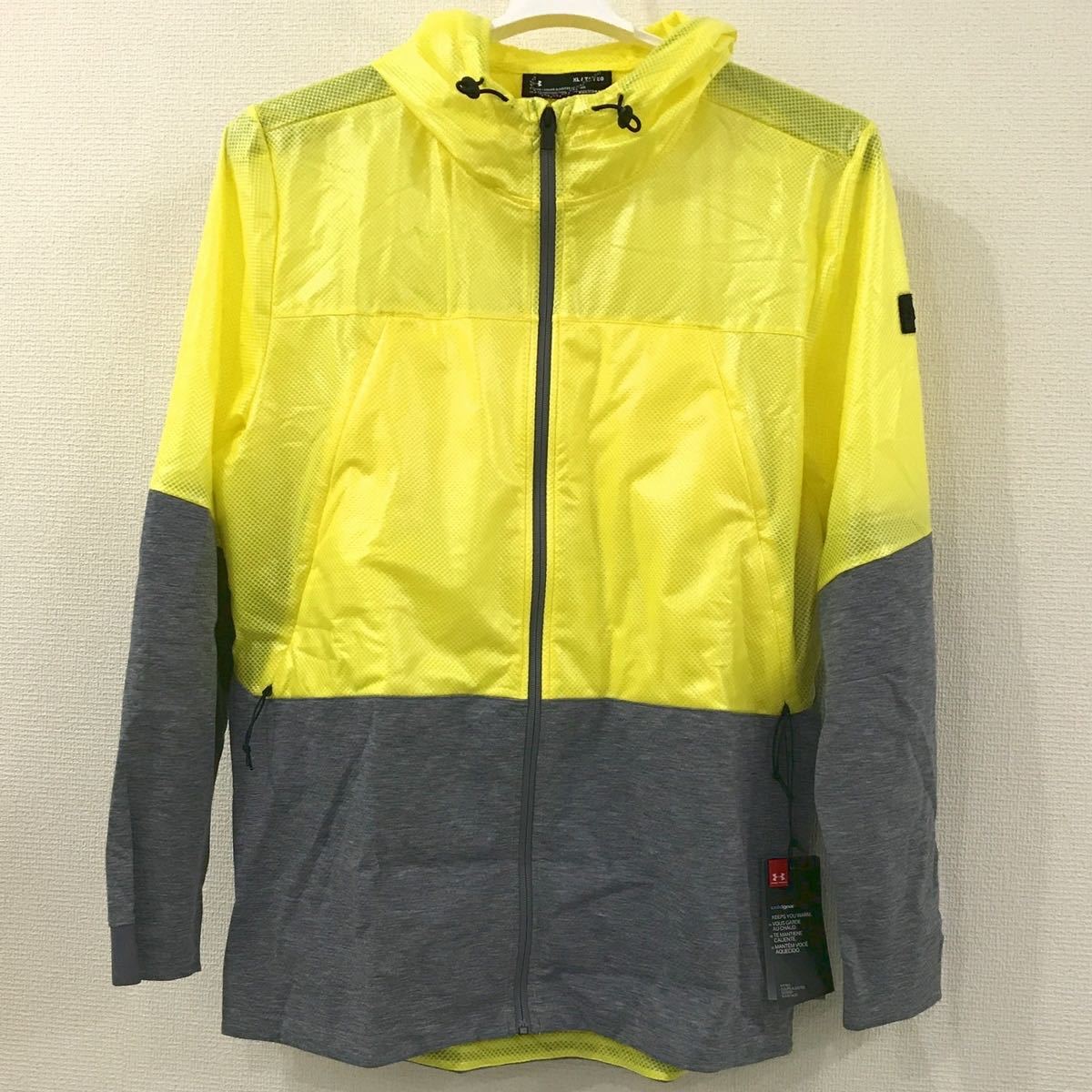  Under Armor USXXL* waterproof Parker jacket / yellow color * long sleeve / rainwear / with a hood ..../ full Zip * direct import * large size * free shipping 