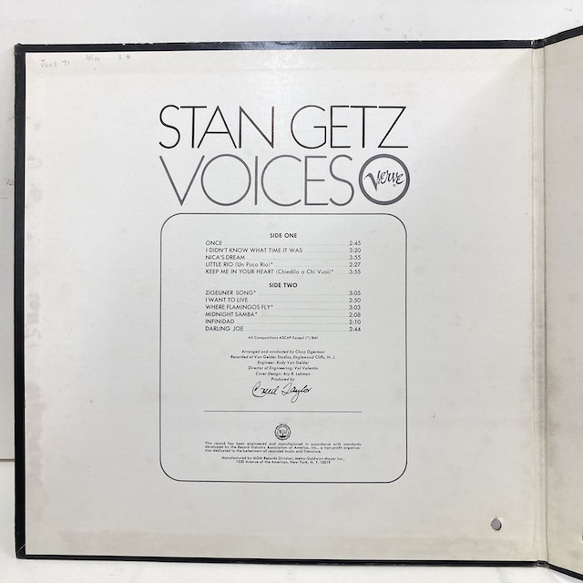 ■即決 Stan Getz / Voices 32012 米オリジナル Mgm Dg Mono Vangelder刻印 スタン・ゲッツ Herbie Hancock_画像6